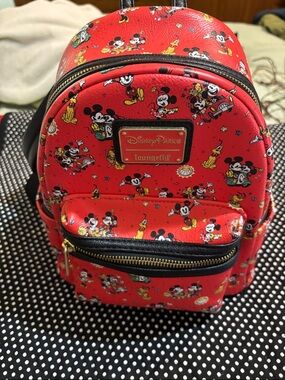 Loungefly Red Mickey & Friends Mini Backpack with Black Trim